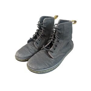 Dr Martens Boots Womens US 8 Black Combat Lace Up Shoreditch Canvas Ankle